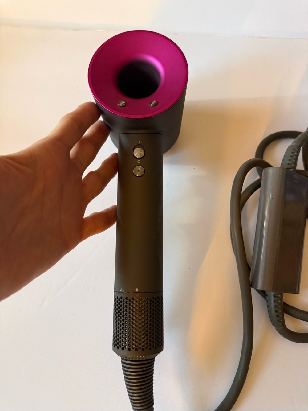 Dyson Supersonic Hair Dryer HD01 Iron/Fuchsia w/ Attachments + Bonus Brush